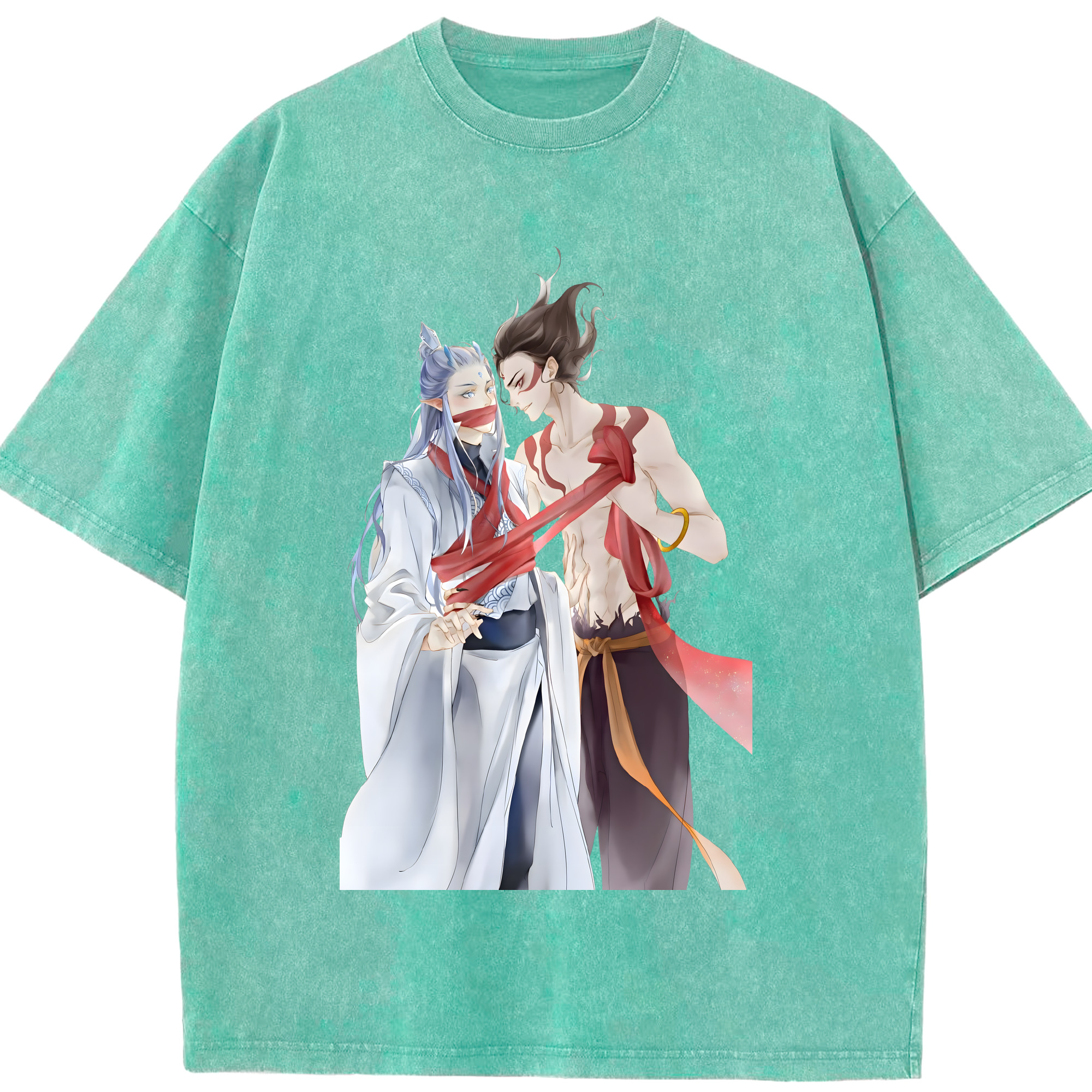 （画像用） Ne Zha 2 ナタ 魔童の大暴れ 綿100% ヴィンテージ風 半袖Tシャツ（フロントプリント）